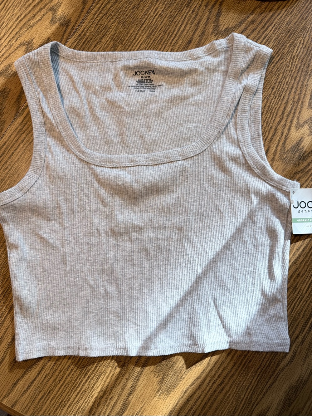 NWT Jockey Women's Light Gray Ribbed Square-Neck Tank